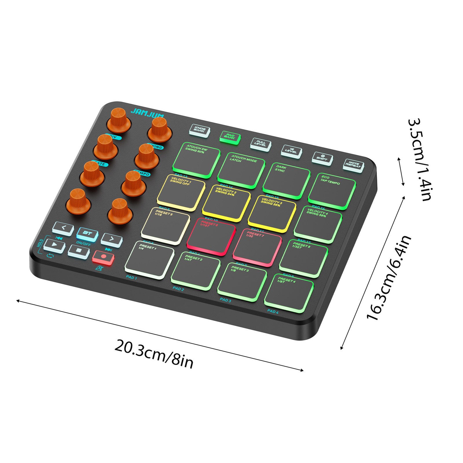 Wireless USB MIDI Controller Customizable Function Buttons Knobs for Music Produ