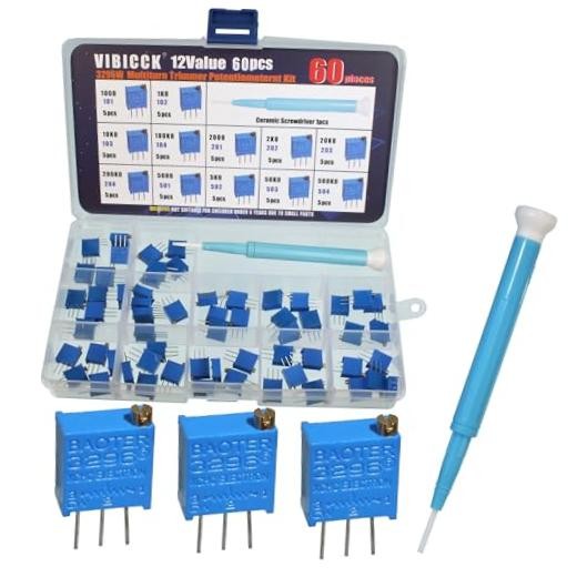 60Pcs 12 Values 3296W Multiturn Trimmer Potentiometer （100-500 K Ohm ） Top