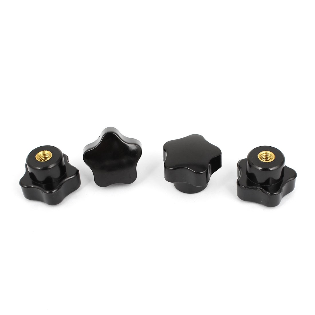 4 Pcs M6 Female Thread 32mm Dia Black Plastic Star Head Clamping Knob Grip