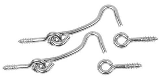 (5 Pack) Hook and Eye Set of 2 per Pack 2-1/2 inch Screens and Doors Zinc Plated