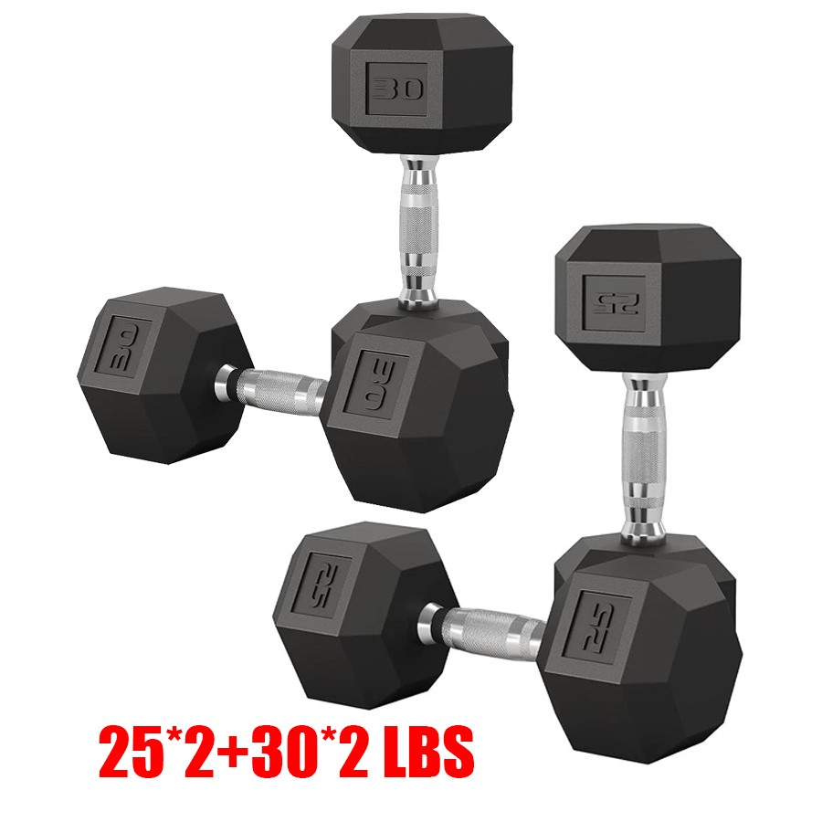 25/30LBS Hex Dumbbell Set Hand Weights Dumbbells Pair Strength Training for Home