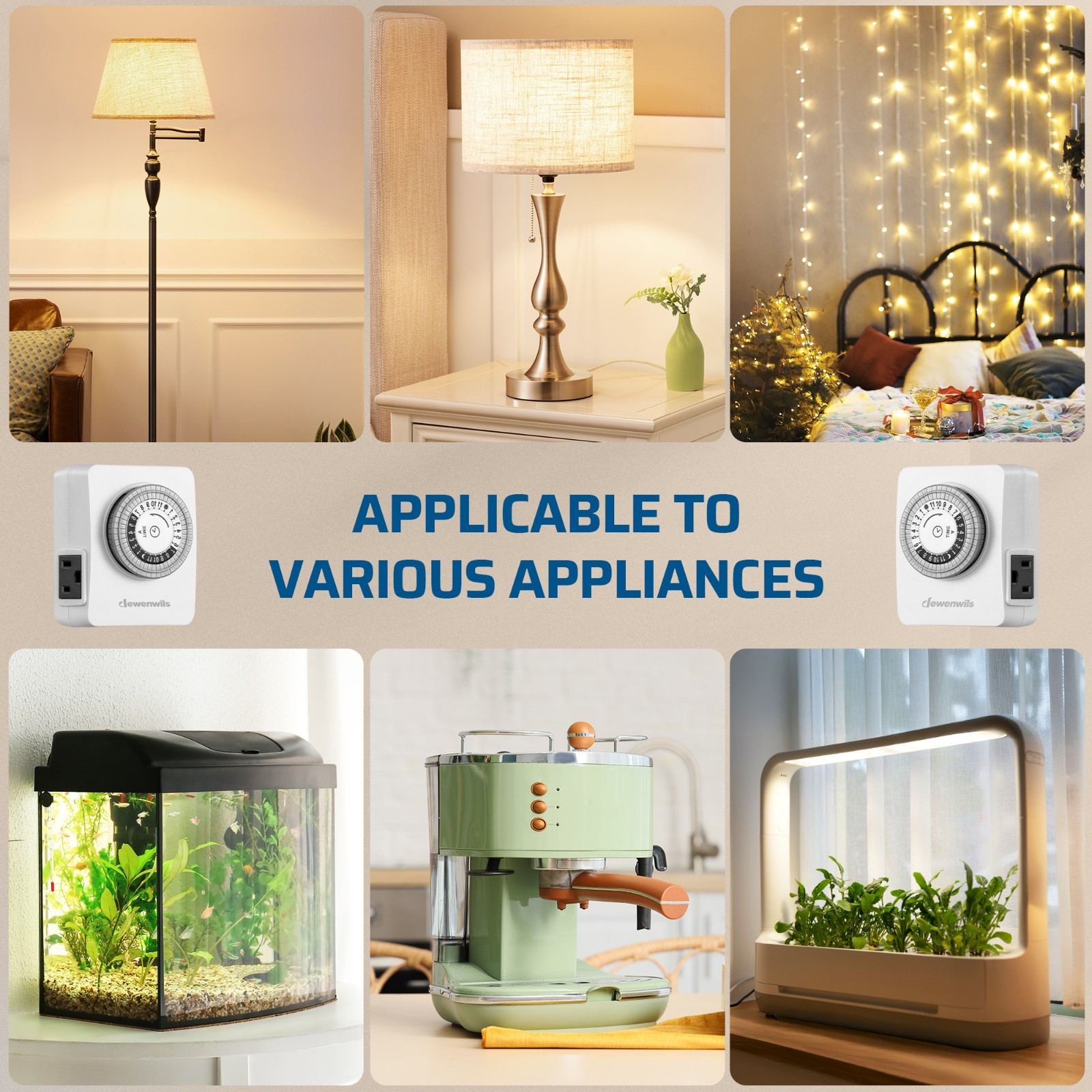 DEWENWILS Indoor Outlet Timer 2 Pack, 24Hr Programmable, 1875W,Grow Light & Lamp