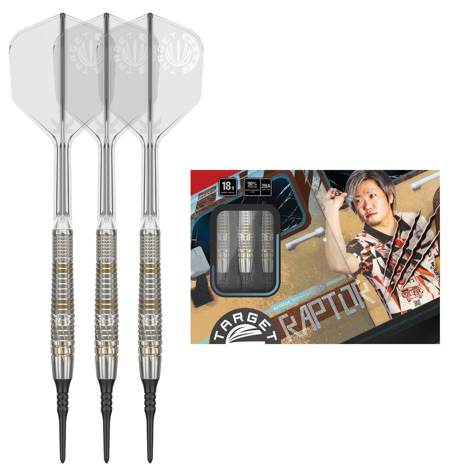 TARGET PRIME SERIES RAPTOR GEN-5 90% 18G 2BA SOFT TIP DARTS (Prime Series Raptor