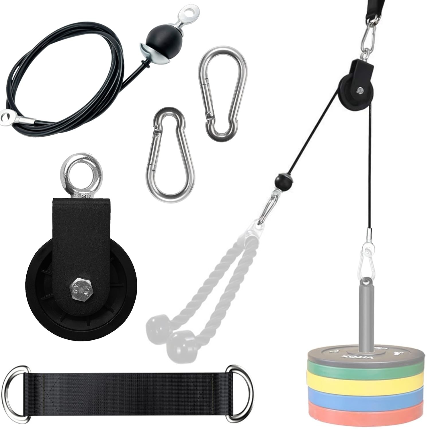 Cable Pulley System for Home Gym, Silent 360° Rotation Nylon Pulley Wheel with