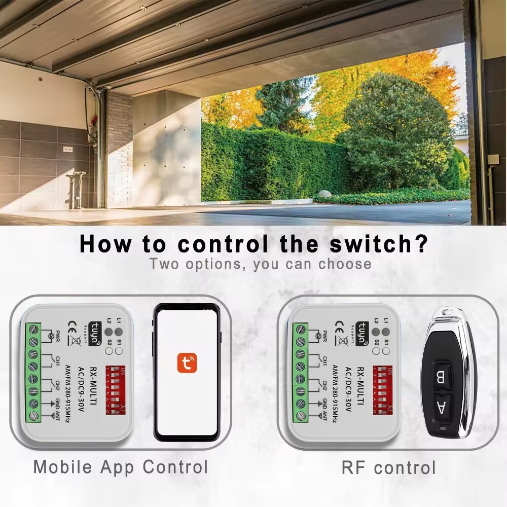 Tuya Smart WiFi Motor Switch Module 85-250V 2CH 433/868mhz universal Receiver
