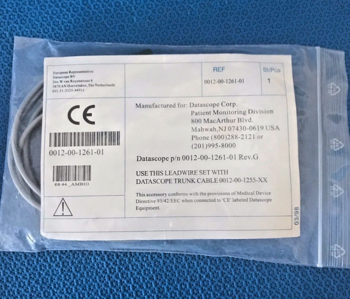 Mindray 0012-00-1261-01, 2 Lead ECG Snap Lead, Patient Monitoring, Medical