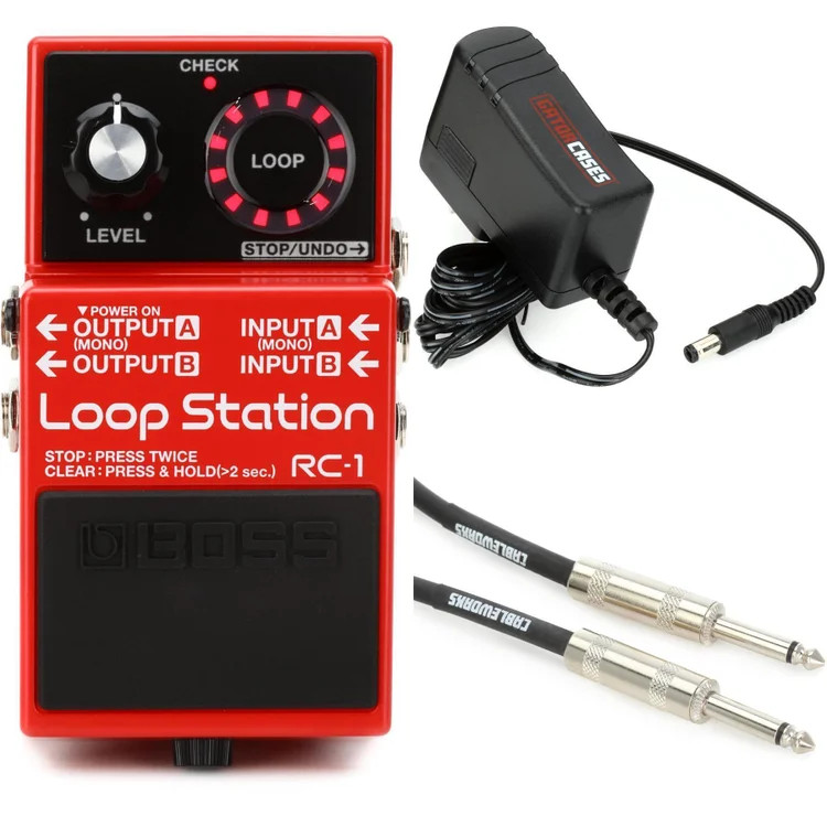 Boss RC-1 Loop Station Looper Pedal with Cable and Power Supply