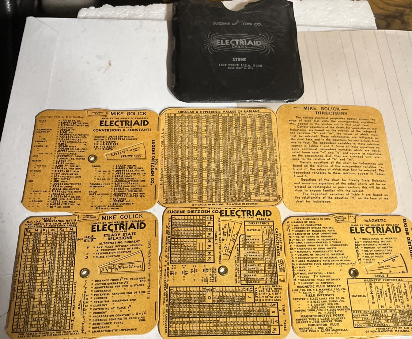 Dietzgen ElectriAid Electrical Engineer Charts Vintage 1940's Wallet 1799E. X