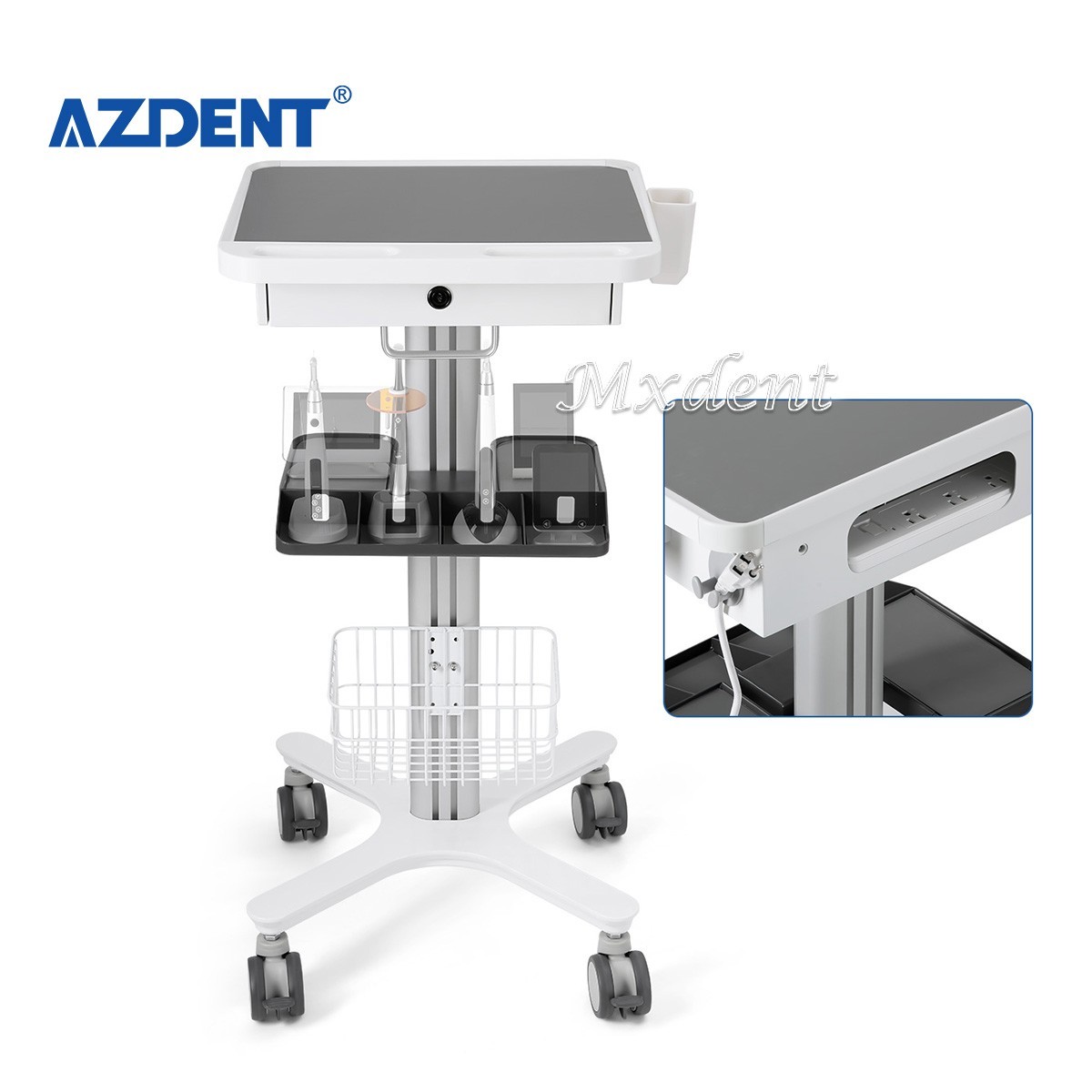 Dental Medical Mobile Endodontic Cart Root Canal Trolley Cart Built-in Plug
