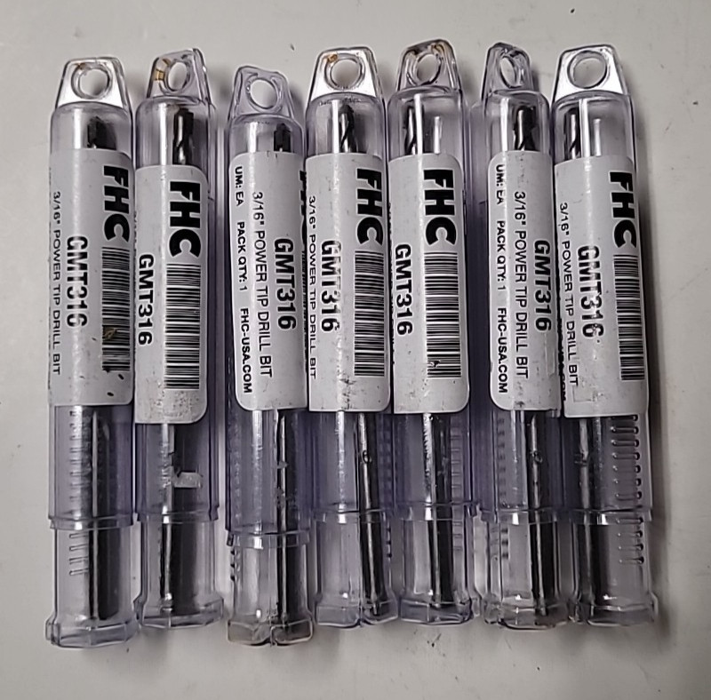 Lot Of 7 FHC GMT316 GMT 3/16" Power Tip Granite, Marble, and Tile Drill Bits
