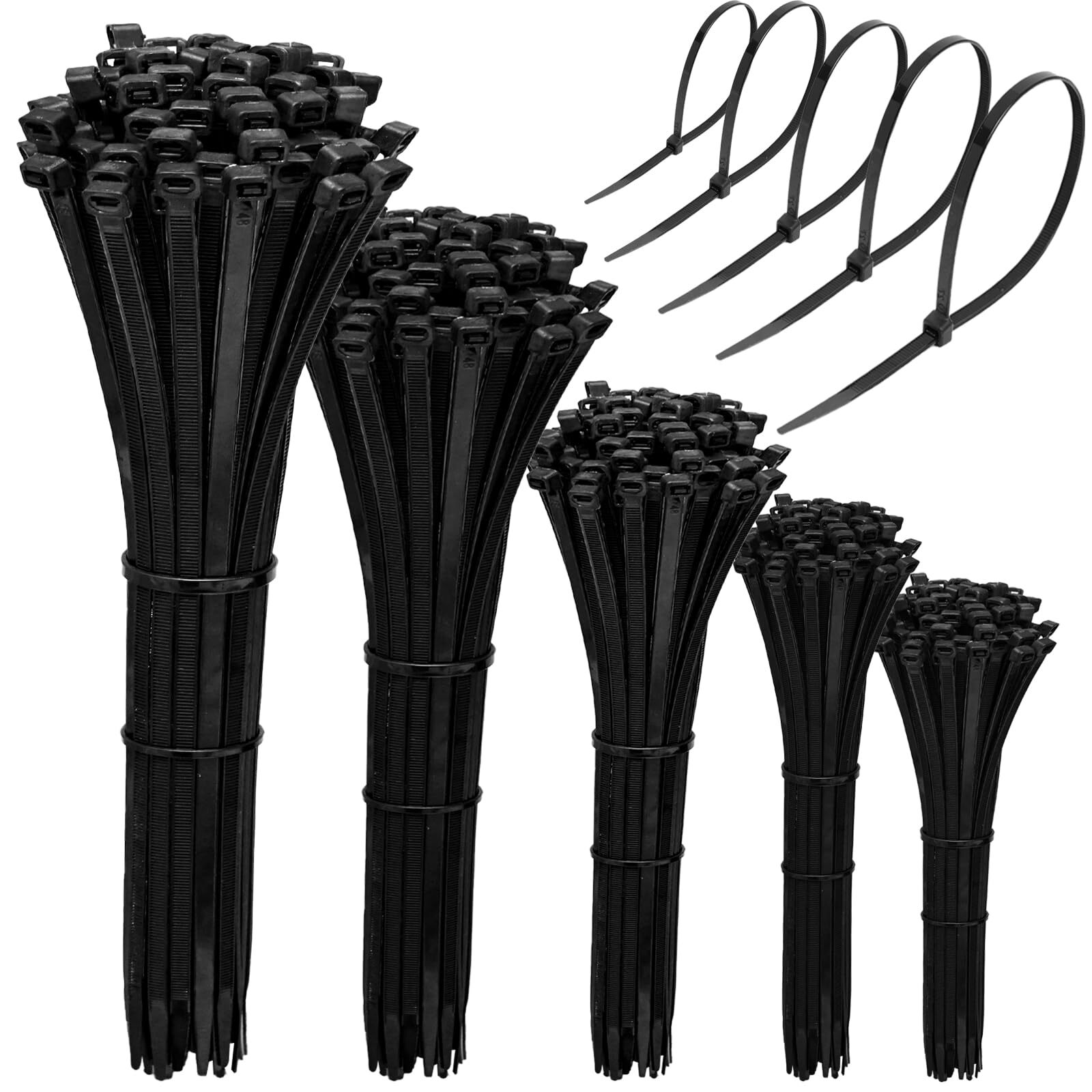 Cable Zip Ties，600PCS Multi-Purpose Nylon Zip Ties,Assorted Sizes