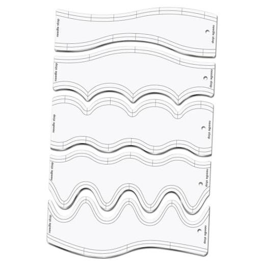 5 Pcs Quilting Ruler and Templates 10.24 Inches Waves Ruler Acrylic Quilting