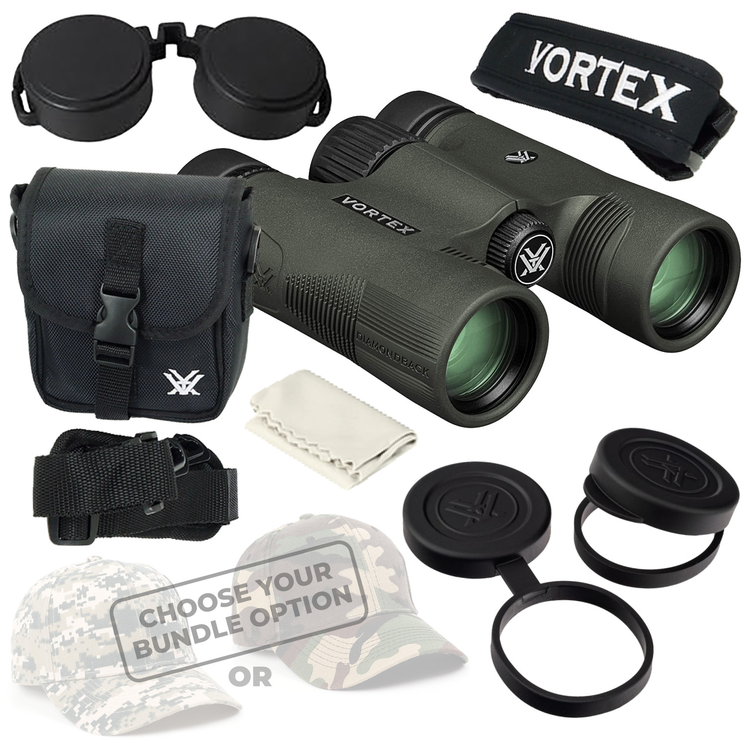 Vortex Optics DB-210 Diamondback HD 8x28 Binocular with Free Hat Bundle