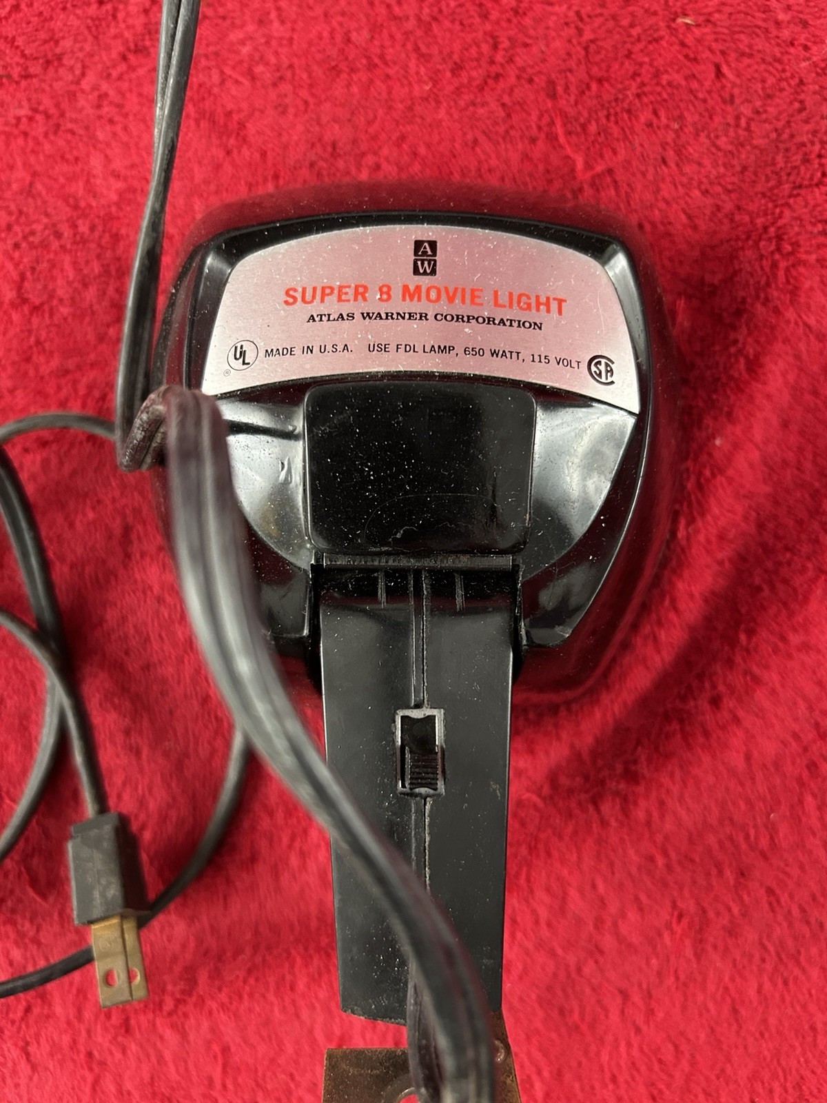 1960's AW Atlas Warner Super 8 650W  top mount movie light Tested  Working USA