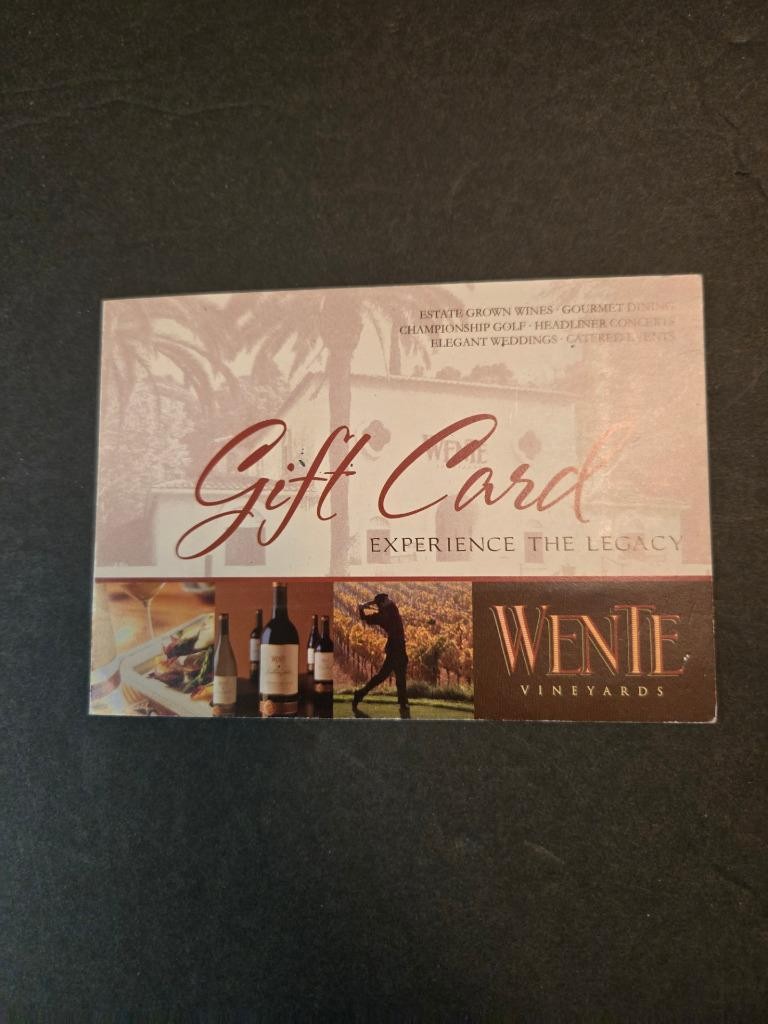 WENTE VINEYARDS RESTAURANT GOLF GIFT CARD $100 UNUSED NO EXPIRE LIVERMORE CALIF