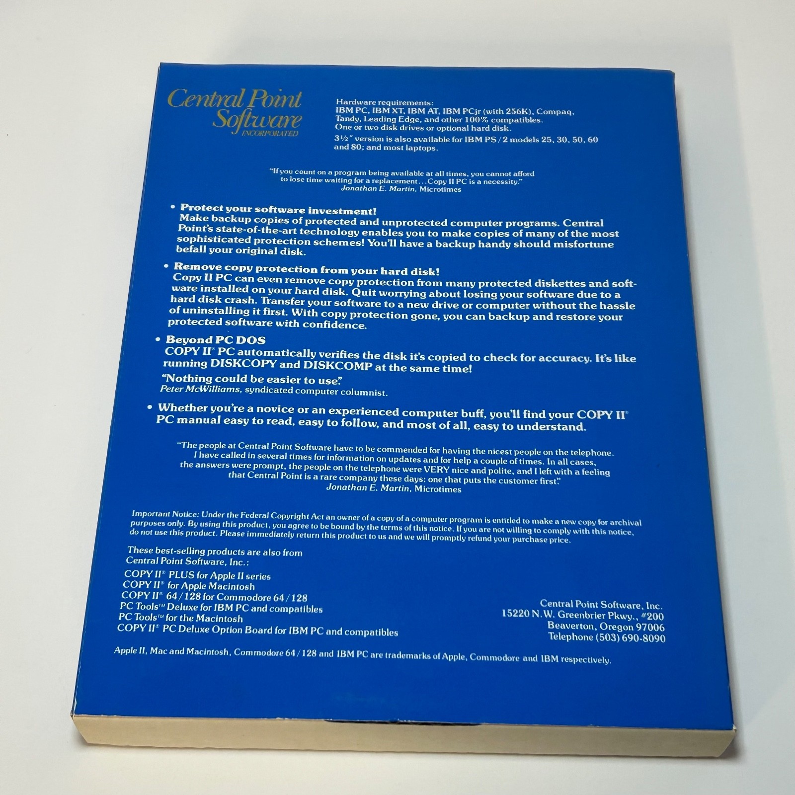 1988 COPY II Disk Tools IBM PC & Compatibles Software Manual & Floppy Disk