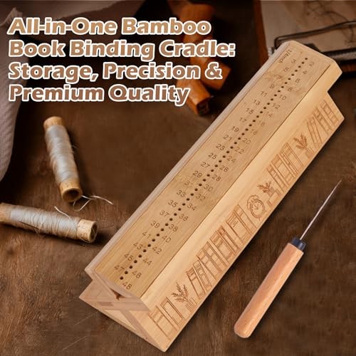 Bamboo Bookbinding Kits with an Awl, Book Binding Cradle, Book Binding