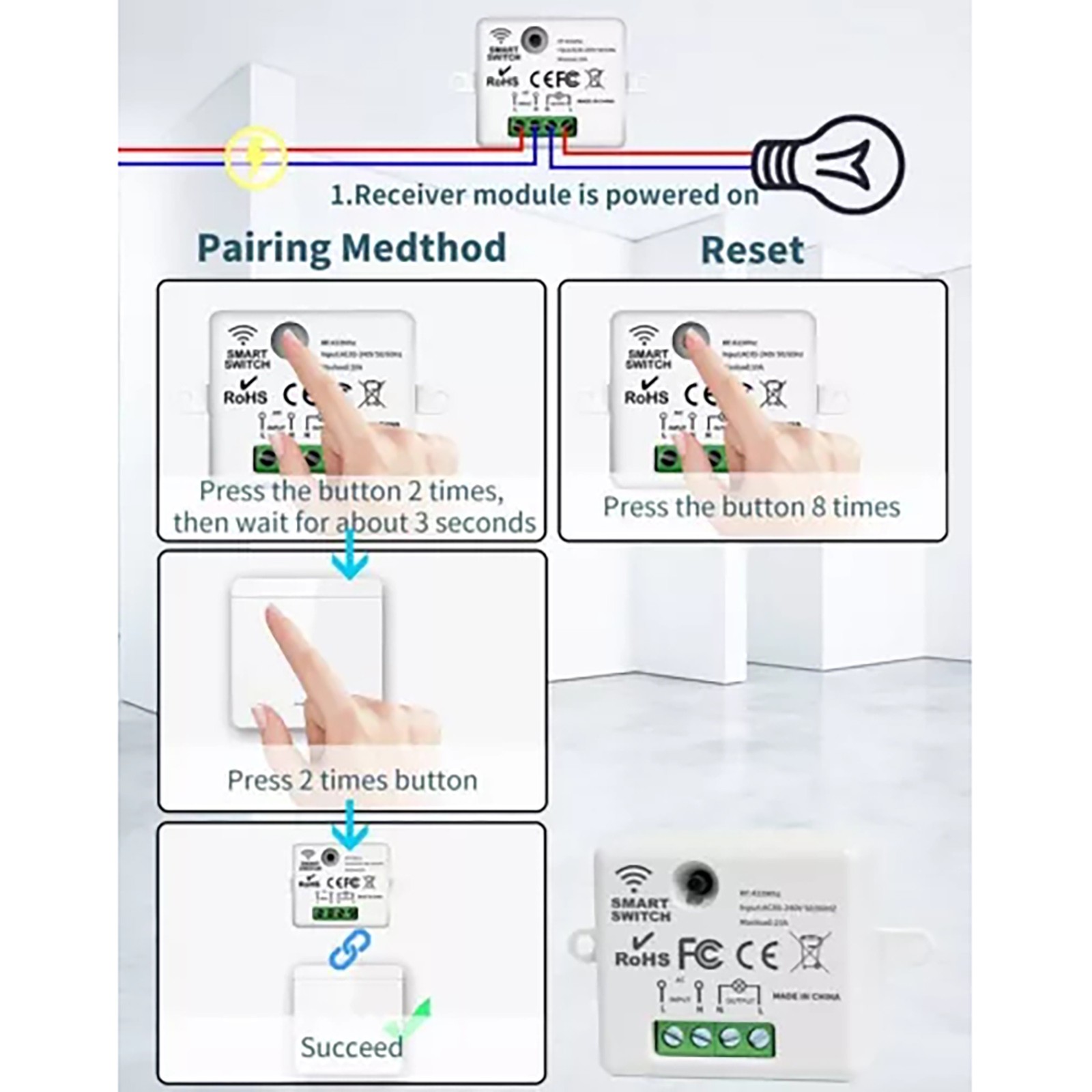 433MHz Wireless Remote Control Switch Intelligent Control Electrical Appliances