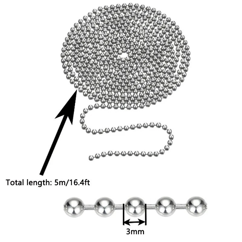 200 Inch Ceiling Fan Pull Chain Upgrade Rust Proof 3.2mm Beaded Pull Chains