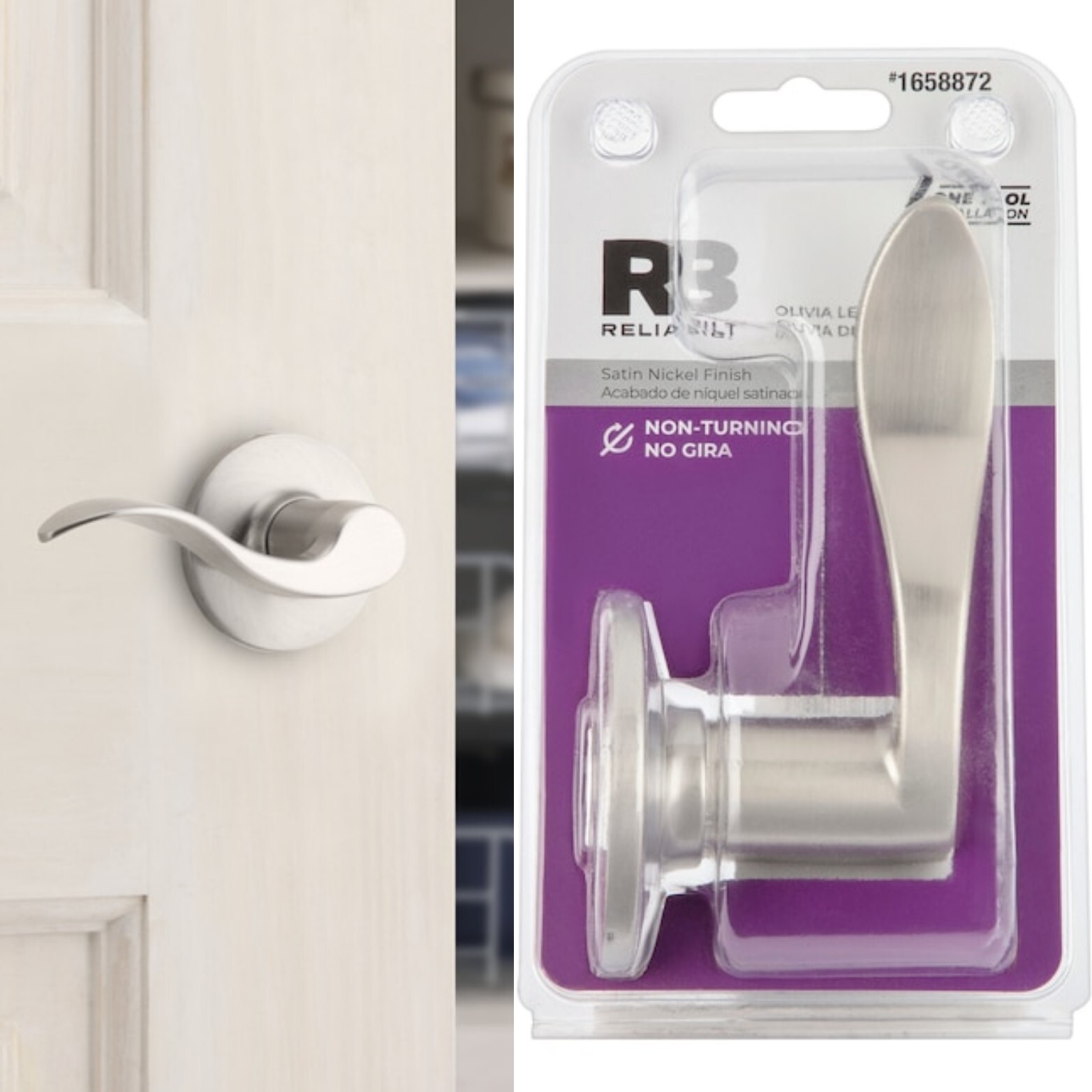 1 RELIABILT Olivia Satin Nickel Left-Handed Dummy Door Handle knob