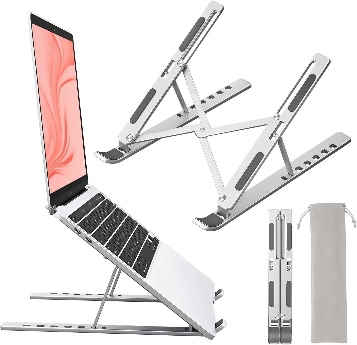 Adjustable Foldable Laptop Stand Aluminum Notebook Riser Computer Holder Desk