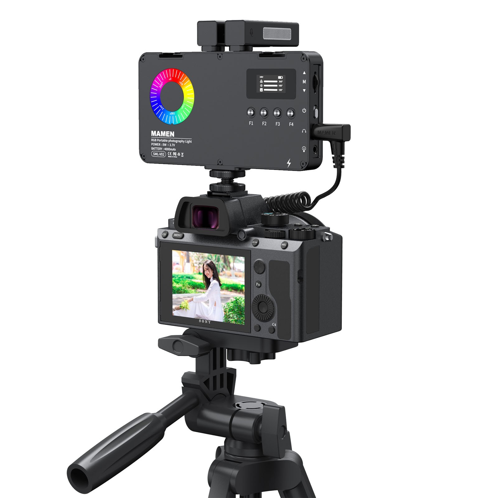 2 in 1 Microphone RGB Led Video Light On-Camera DSLR Fill Light Panel Full Color