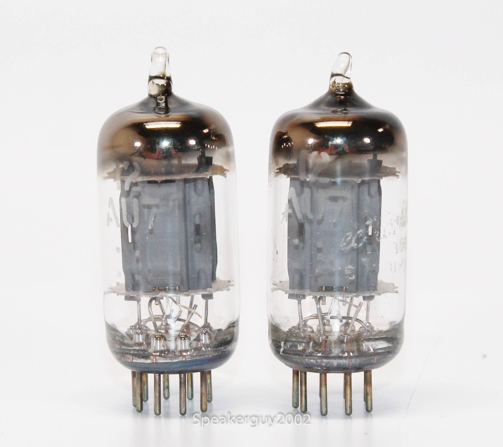 2 - GE 12AU7 Vacuum Tubes / Long Gray Plates -- CS13