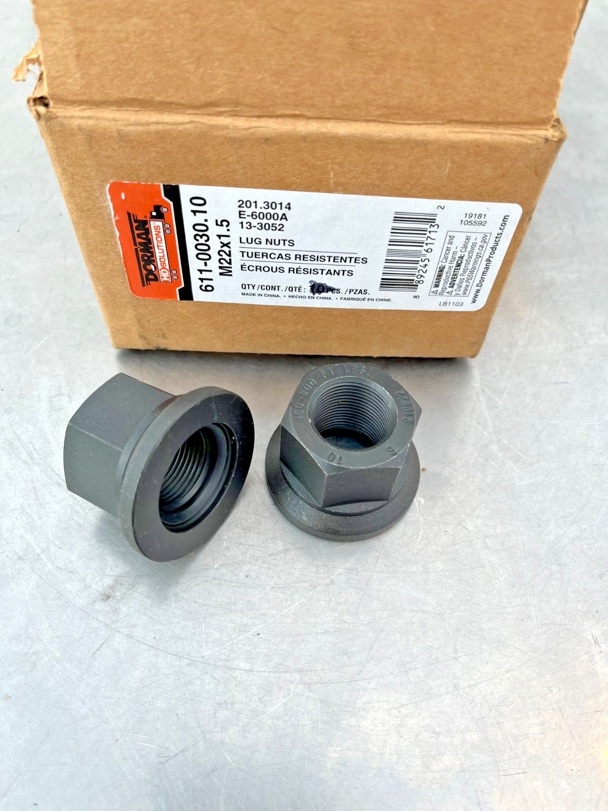 611-0030.10 DORMAN  M22x1.5  LUG NUT  QTY 2 NUTS    13-3052, E-6000A, 201.3014