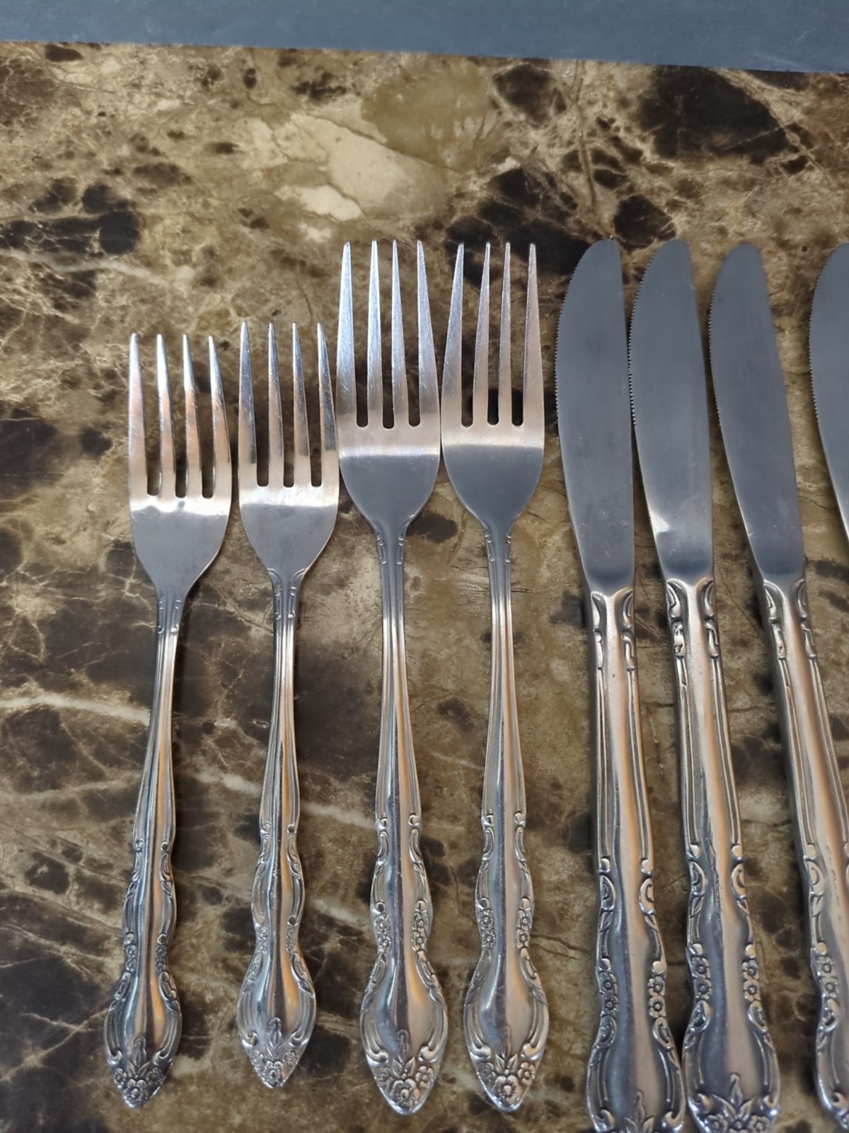 16 PC Lot Imperial International Fleurette Stainless Flatware Fork Knife Spoon