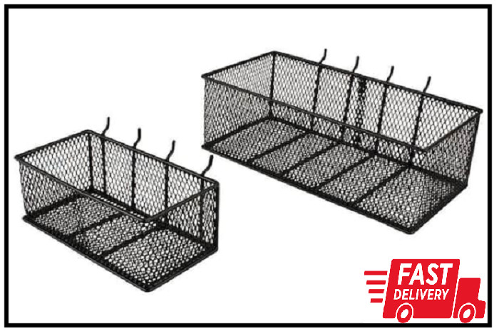 Steel Mesh Pegboard Basket in Black(2-Pack)