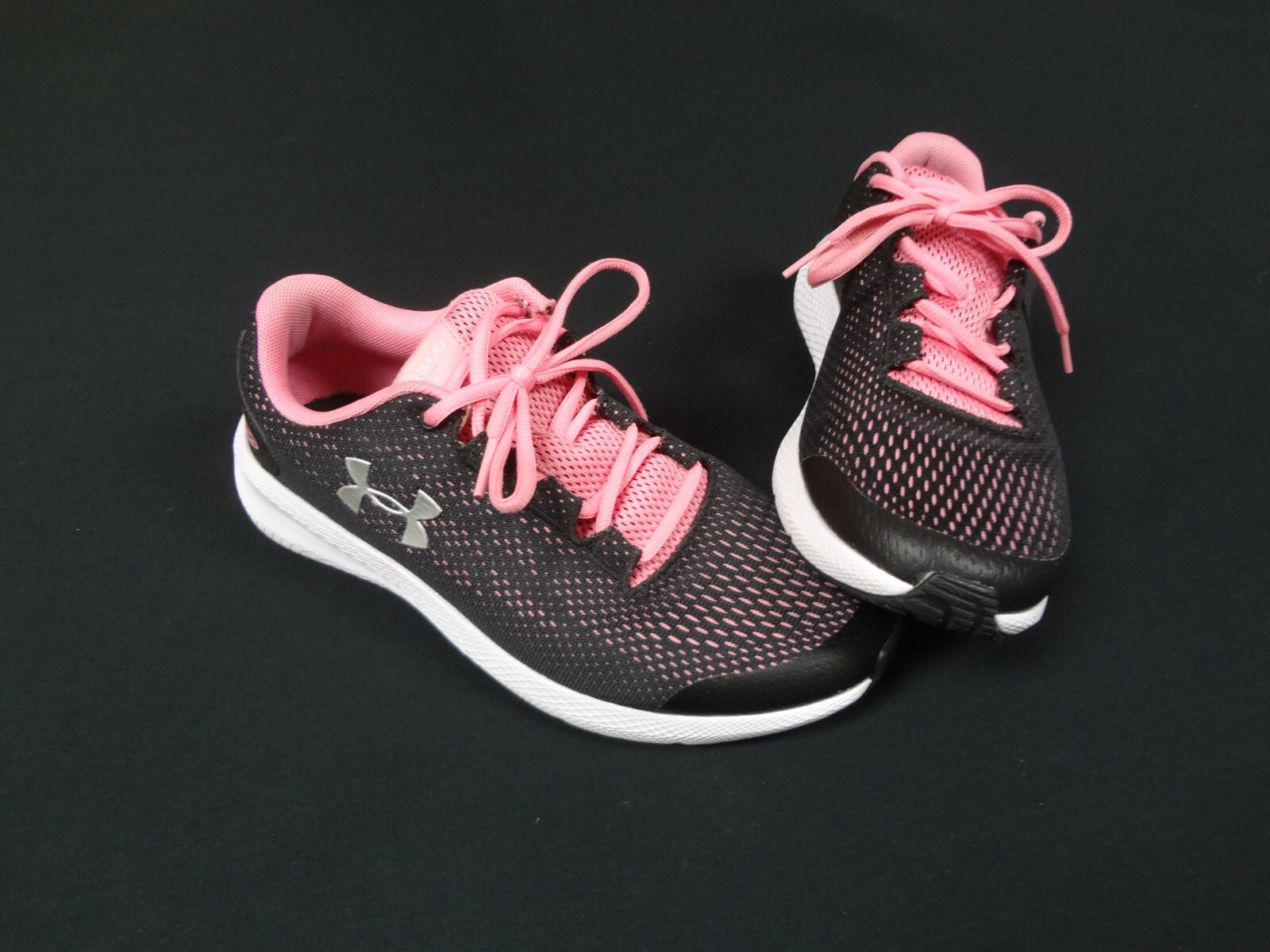 UNDER ARMOUR Charged Pursuit 2 Running Shoes BLACK PINK YOUTH SIZE 6.5 SNEAKERS