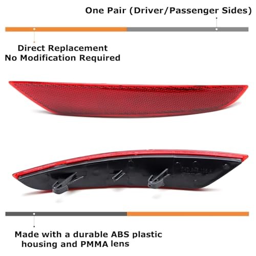 OE-Spec Red Lens Rear Bumper Reflector Replacements Compatible With