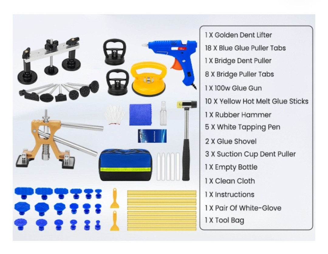 Dent Puller Kit, 55pcs Paintless Dent Removal Kit with Golden Lifter, Bridge ...