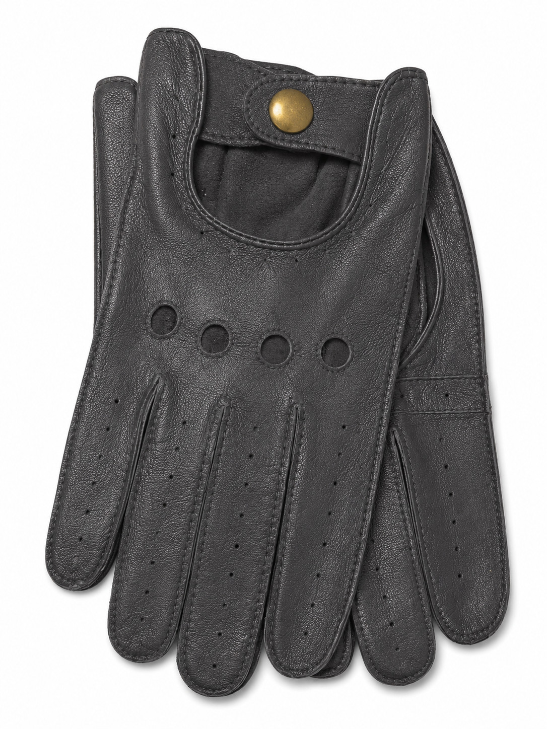 Dents Mens Classic Leather Driving Gloves Unlined Vintage in Dark Charcoal