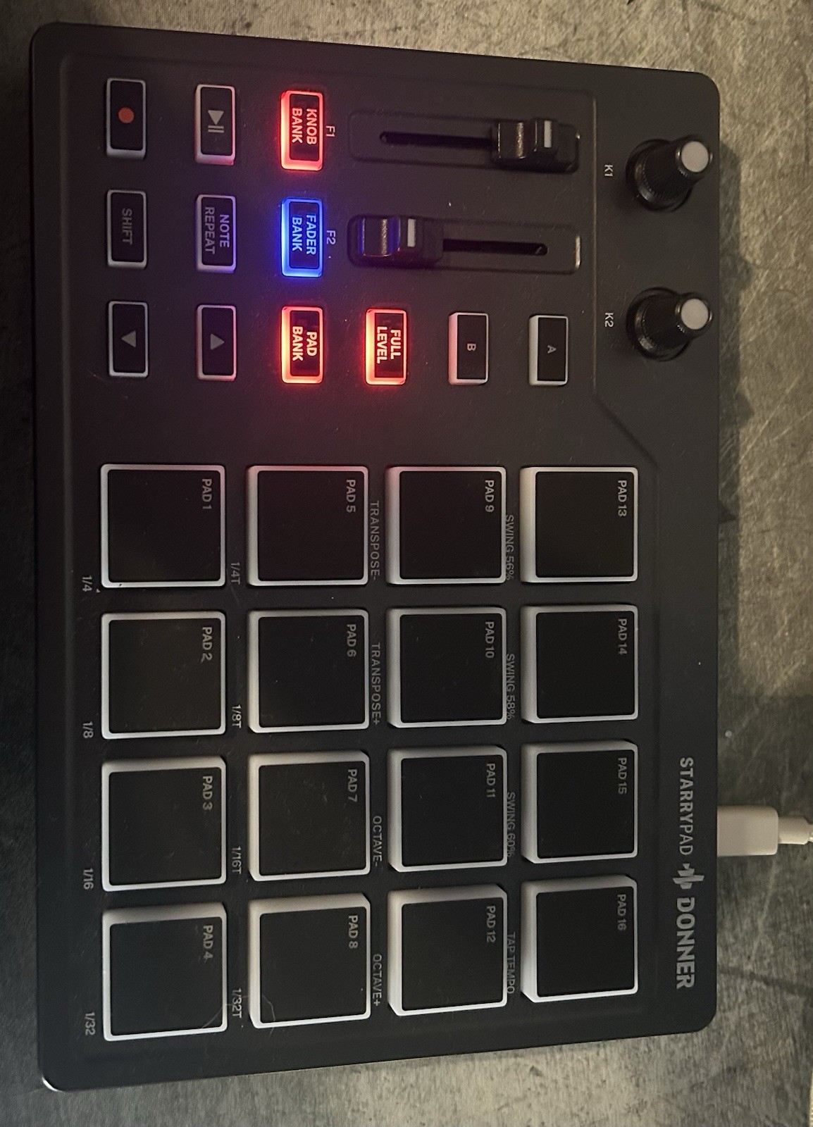 Donner STARRYPAD MIDI Drum Machine Pad Beat Maker (Tested, Used)