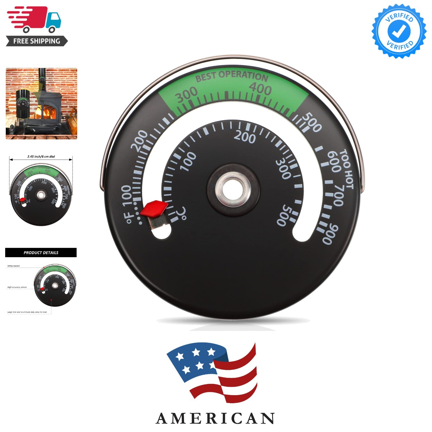 Large Dial Analog Stove Thermometer - Accurate Temperature Control for Safety