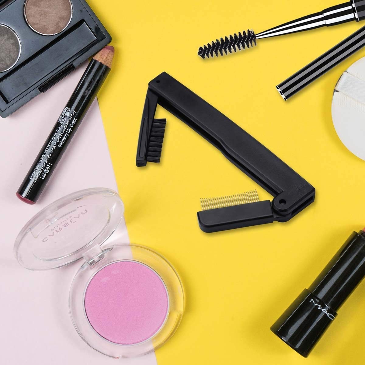 Dual-Sided Folding Mascara Brow Grooming Tool Lash Separator Eyebrow Brush