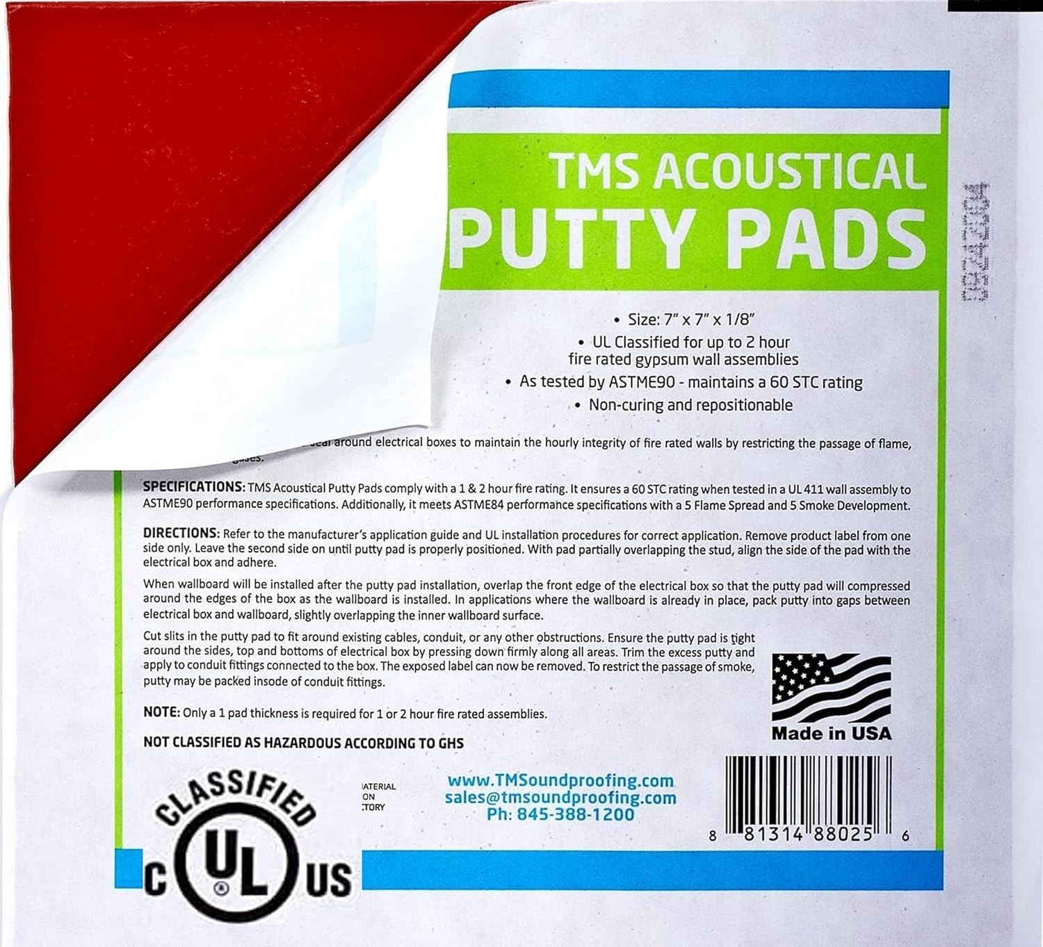 Acoustical Putty Pads - Moldable Soundproofing Pad - Fire Stop for Red