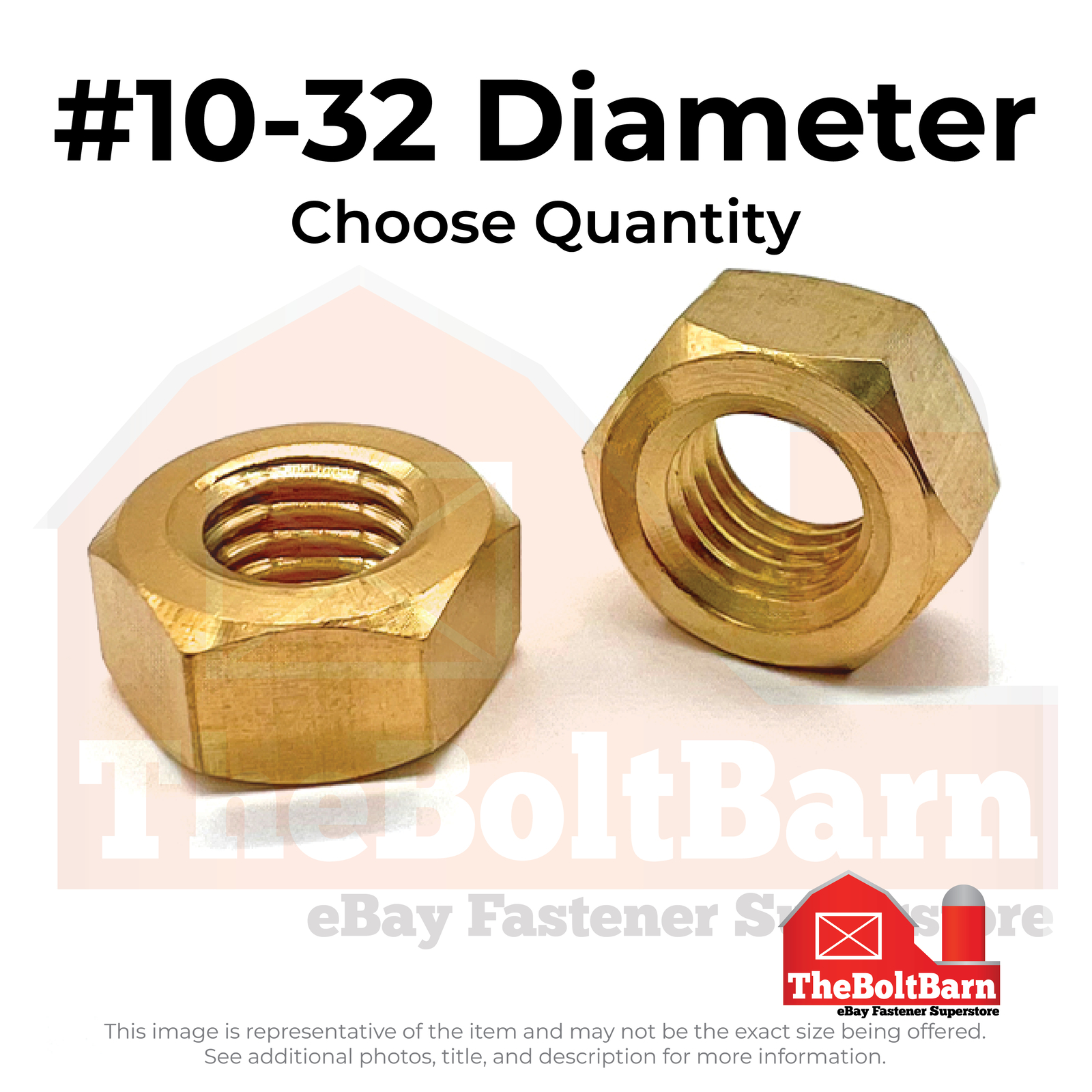 #10-32 Brass Finished Hex Nuts (Pick Quantity)