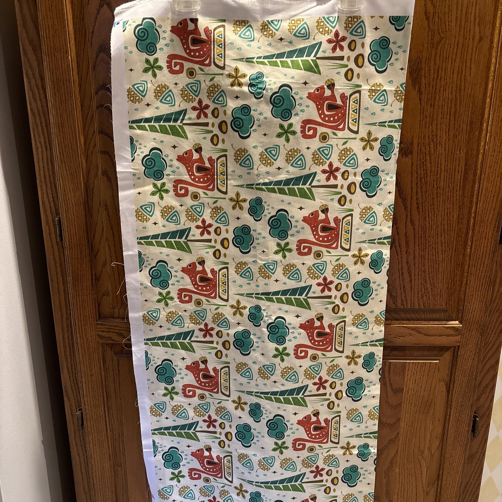 One Yard Colorful Whimsical Squirrel Fabric For Sewing/Quilting