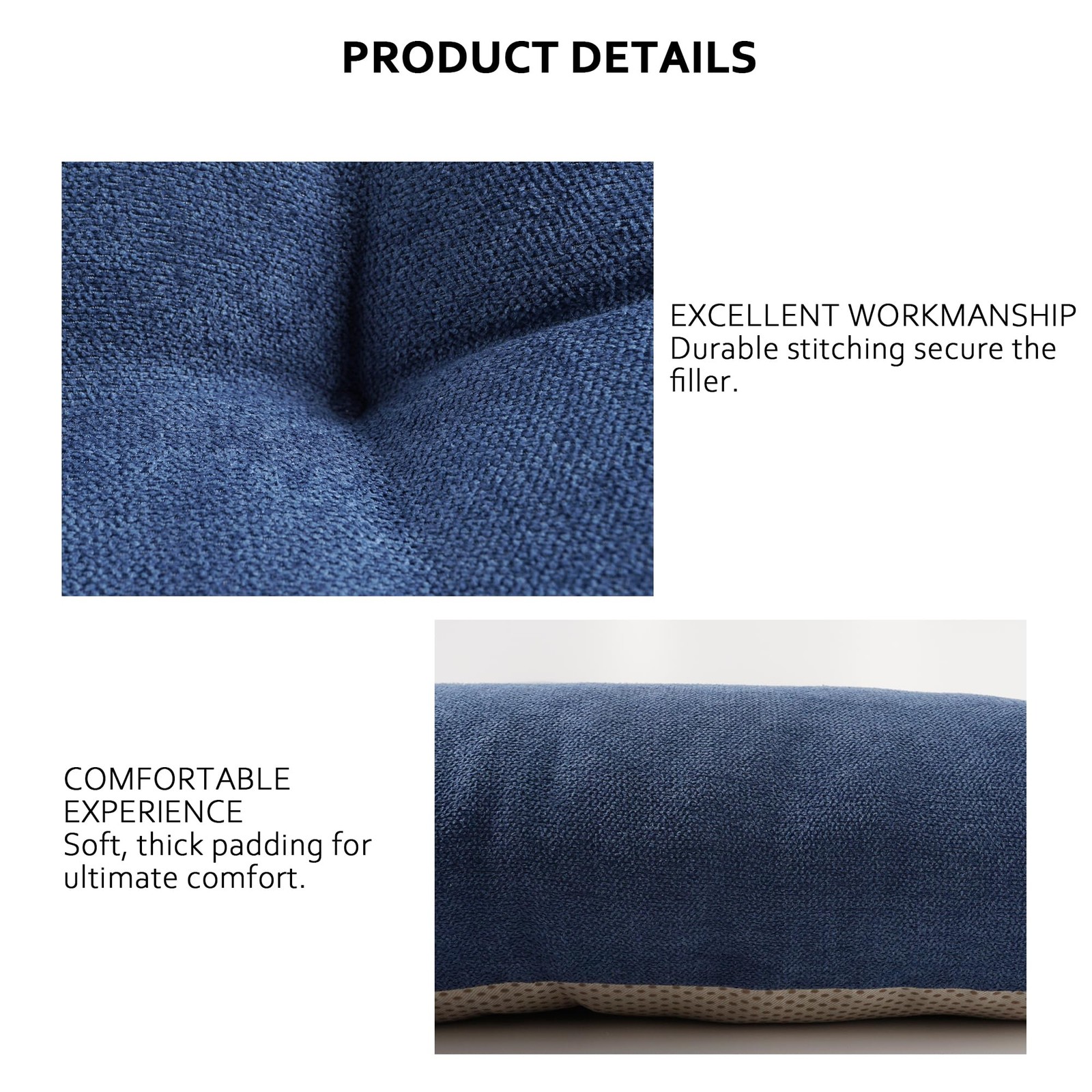 ELFJOY Tufted Bench Cushion Thicken Patio Furniture 34x16x3.5 Inch, Navy