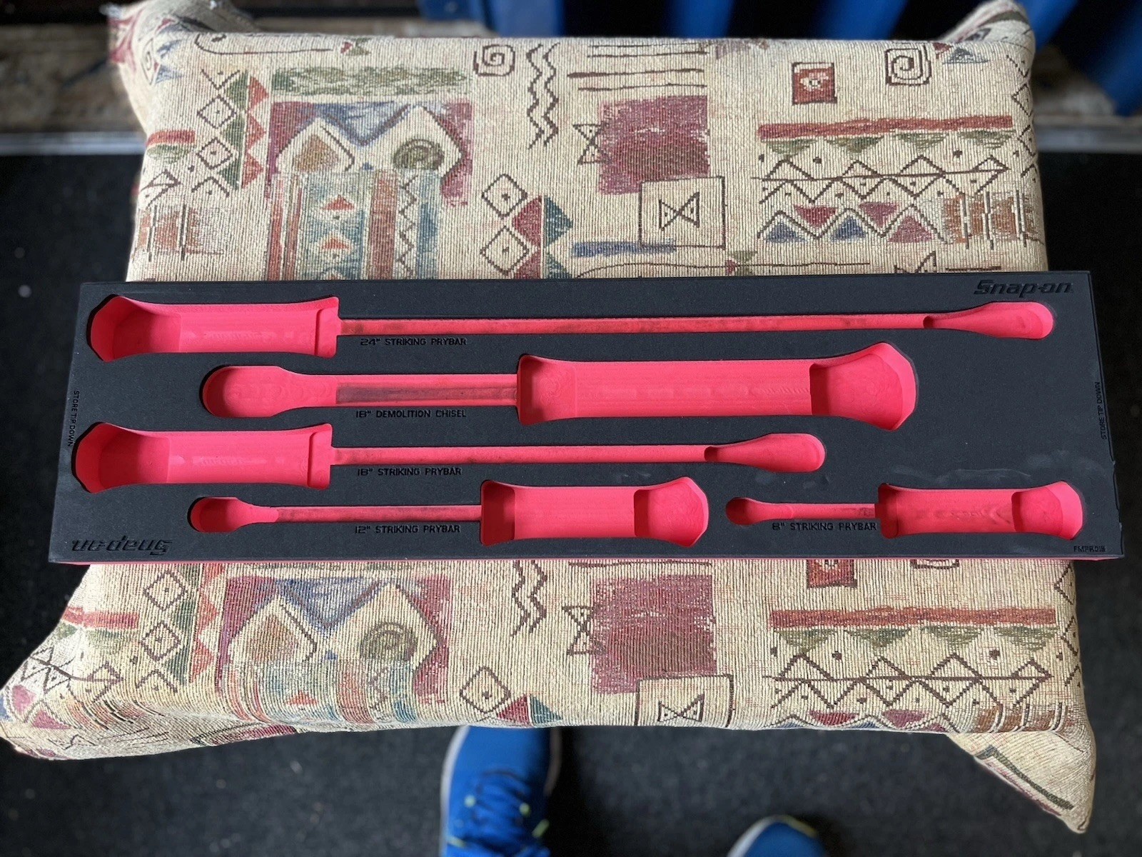 Snap On Red Foam For Striking Pry Bar & Demolition Bar Tools 5 Piece Storage
