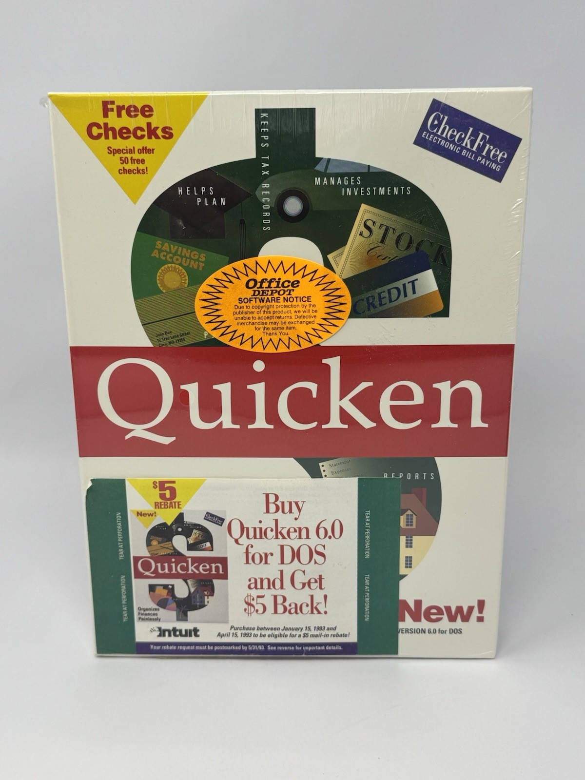 New Sealed Vintage Intuit Quicken 6.0  DOS 3.5” And 5.25 Floppy Disks