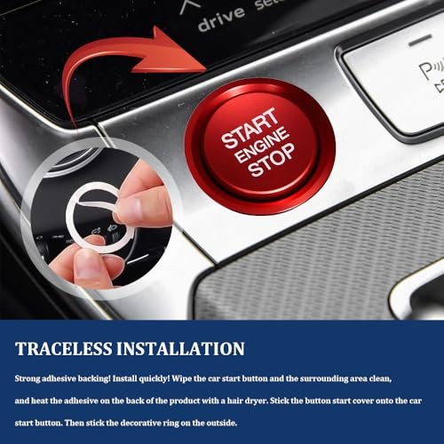 Car Push Start Button Cover, Start Stop Button Cover, Aluminum Auto Key