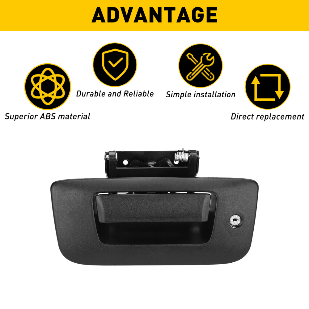 Tailgate Handle Latch w/Lock & Bezel For 2007-2014 Chevy Silverado GMC Sierra