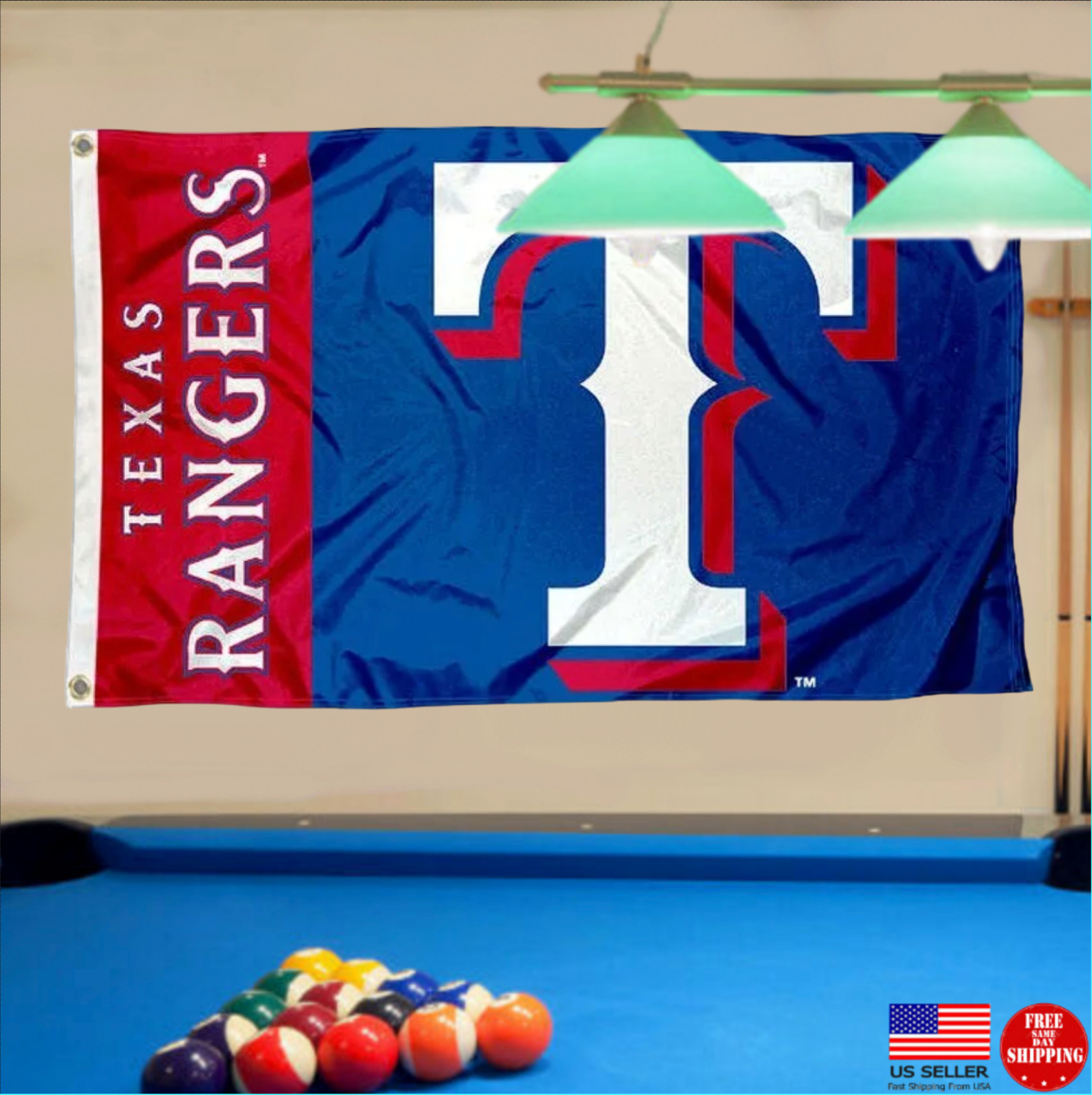 TEXAS RANGERS 3X5 FLAG BANNER MAN CAVE FLAGS TAILGATING BANNERS USA WALL SIGN
