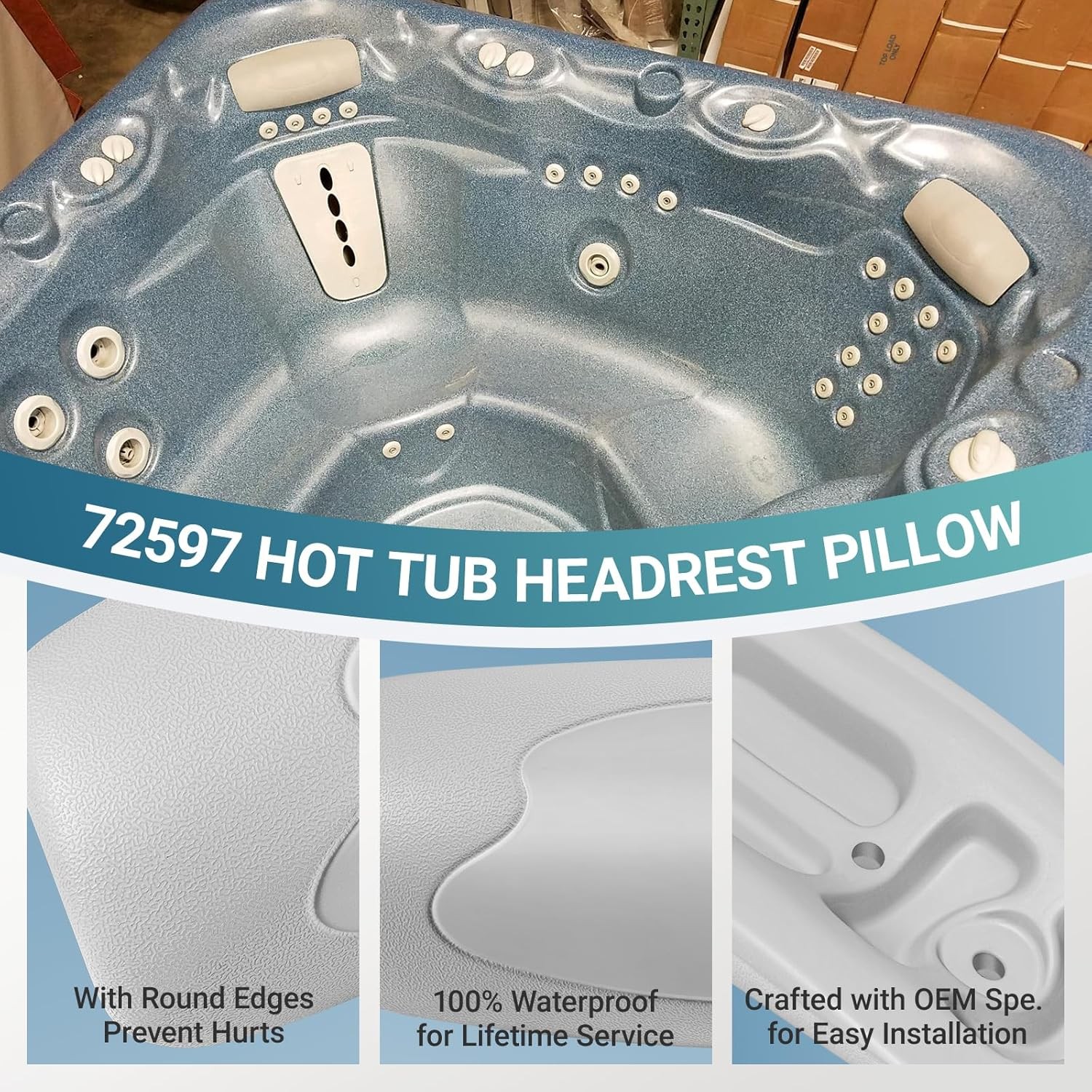 72597 Hot Tub Head Rest Pillow for Highlife Series Spas Aria (AR) Grandee (G)