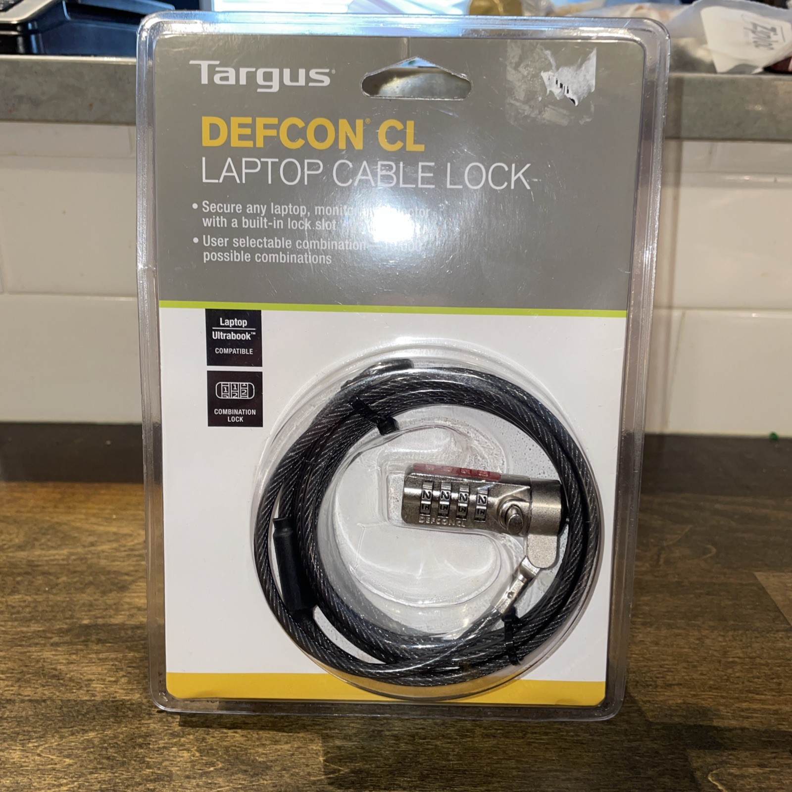 Targus DEFCON CL Laptop Computer Cable Lock - Resettable 4 Digit-Code, Galvanize