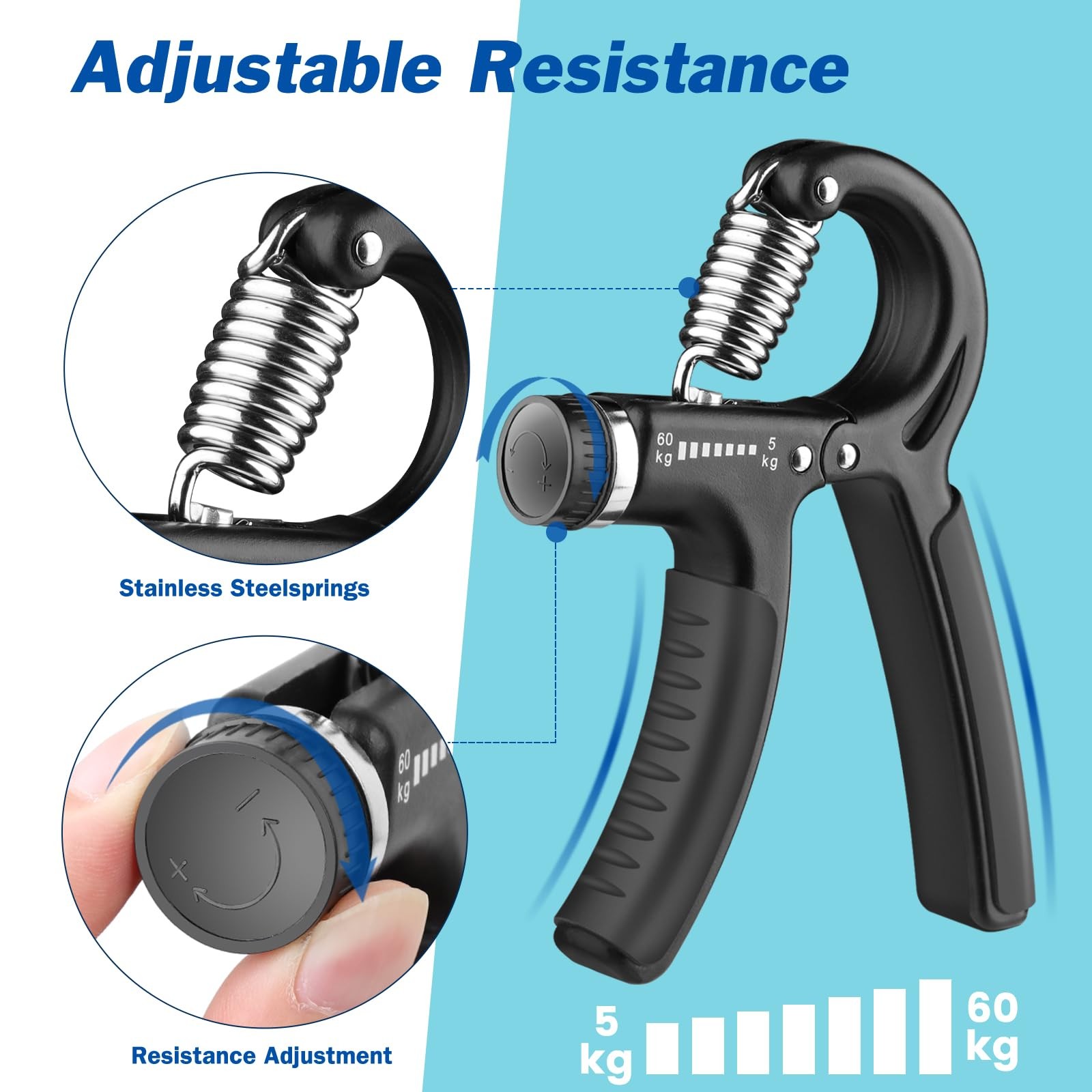 AIXPI Grip Strength Trainer, Hand Grip Exerciser Strengthener with Adjustable...