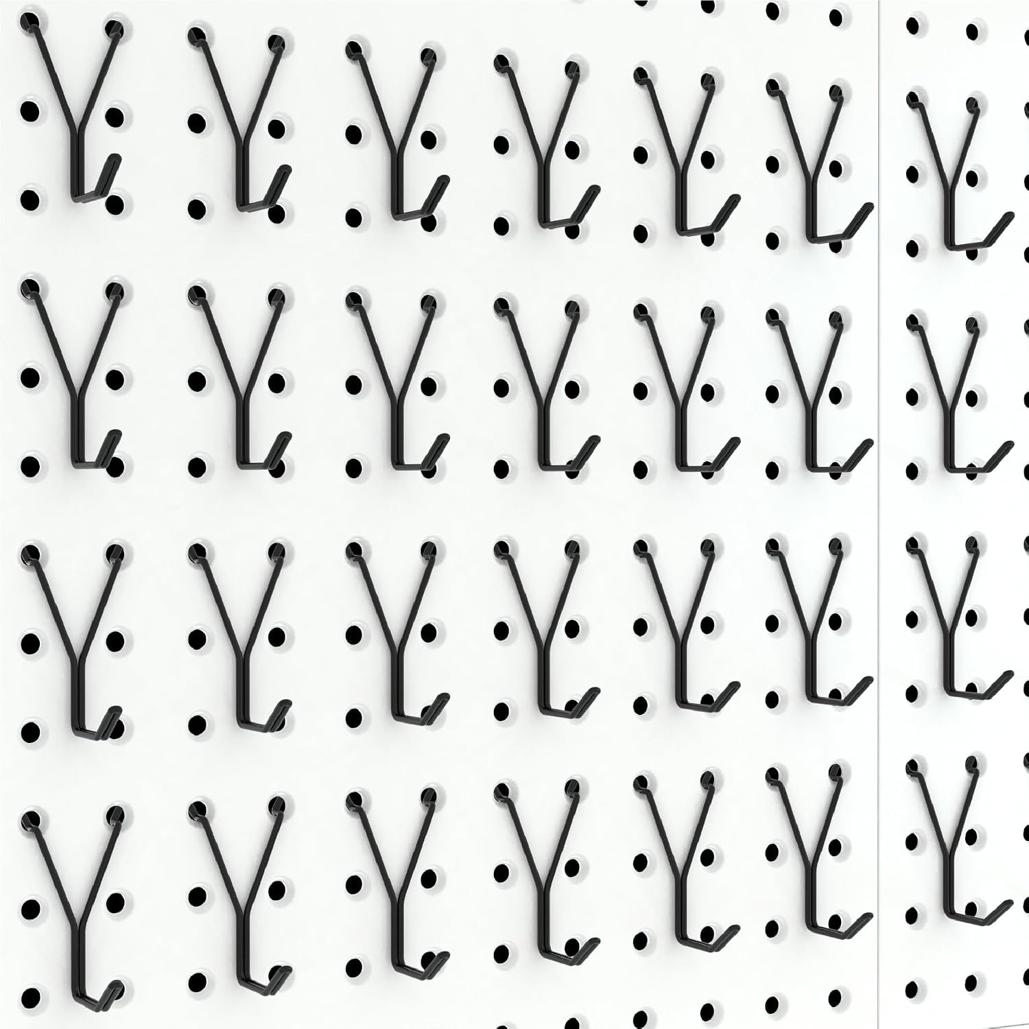 40 Pack 1 Inch Black Pegboard L Hooks | Fits 1/8 and 3/16 Pegboards